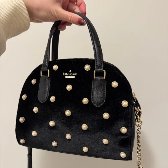 Kate Spade Bag | Black Velvet with Pearls - Picture 2 of 5